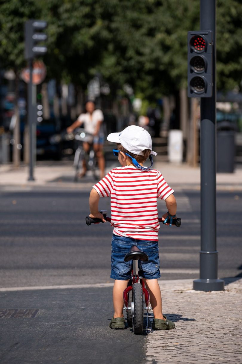 cyclists using a protected lane